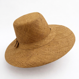 Flat Brim Raffia Sunhat in Tan Madagascan