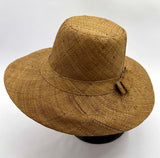 Flat Brim Raffia Sunhat in Tan Madagascan