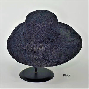 Flat Brim Raffia Sunhat in Black Madagascan