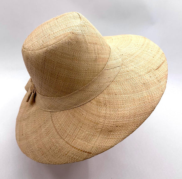 Flat Brim Raffia Sunhat in Sand Madagascan