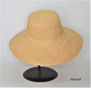 Flat Brim Raffia Sunhat in Natural Madagascan
