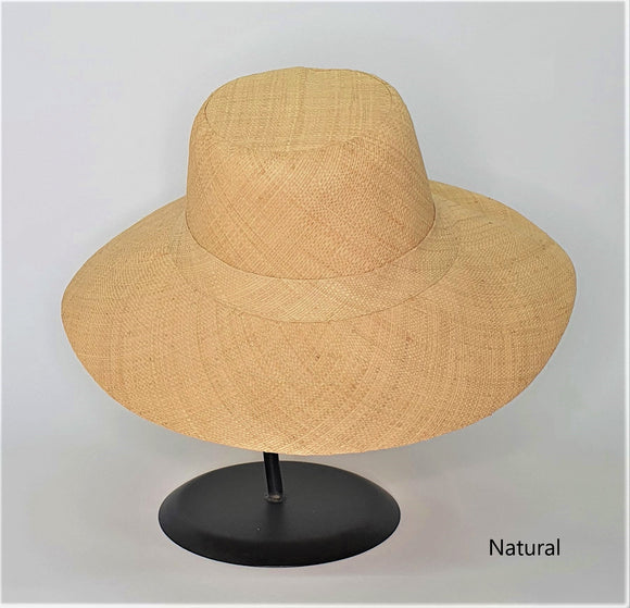 Flat Brim Raffia Sunhat in Natural Madagascan
