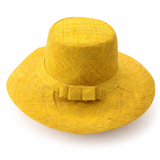 Flat Brim Raffia Sunhat in Yellow Madagascan
