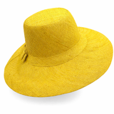 Flat Brim Raffia Sunhat in Yellow Madagascan