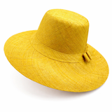 Flat Brim Raffia Sunhat in Yellow Madagascan