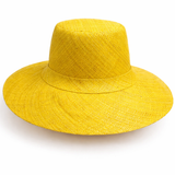 Flat Brim Raffia Sunhat in Yellow Madagascan