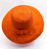 Flat Brim Raffia Sunhat in Orange Madagascan