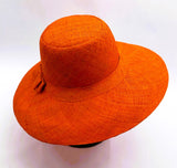 Flat Brim Raffia Sunhat in Orange Madagascan