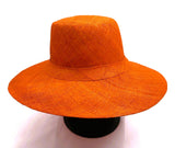Flat Brim Raffia Sunhat in Orange Madagascan