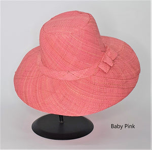 Flat Brim Raffia Sunhat in Baby Pink Madagascan