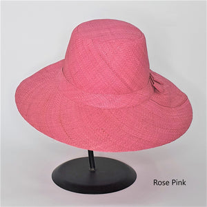 Flat Brim Raffia Sunhat in Rose Pink Madagascan