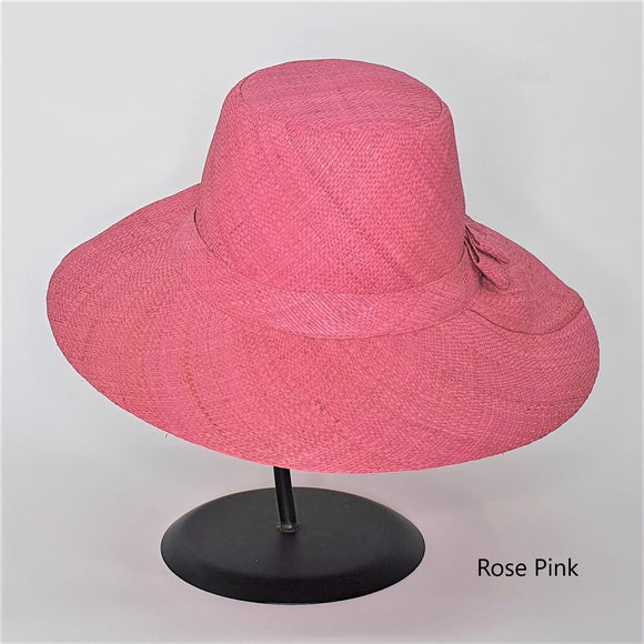 Flat Brim Raffia Sunhat in Rose Pink Madagascan