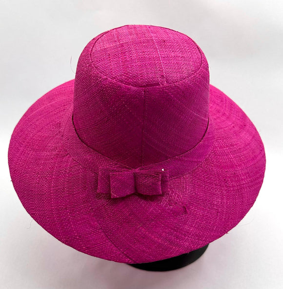 Flat Brim Raffia Sunhat in Mulberry Madagascan