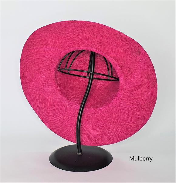 Flat Brim Raffia Sunhat in Mulberry Madagascan