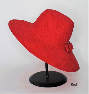 Flat Brim Raffia Sunhat in Red Madagascan