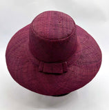 Flat Brim Raffia Sunhat in Wine Madagascan