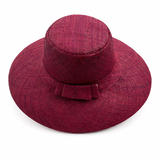Flat Brim Raffia Sunhat in Wine Madagascan