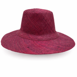 Flat Brim Raffia Sunhat in Wine Madagascan
