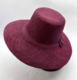 Flat Brim Raffia Sunhat in Wine Madagascan