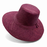 Flat Brim Raffia Sunhat in Wine Madagascan