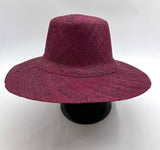 Flat Brim Raffia Sunhat in Wine Madagascan