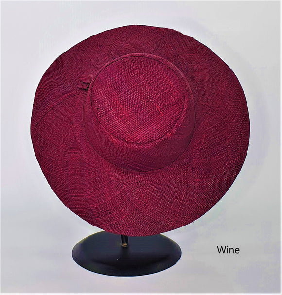 Flat Brim Raffia Sunhat in Wine Madagascan