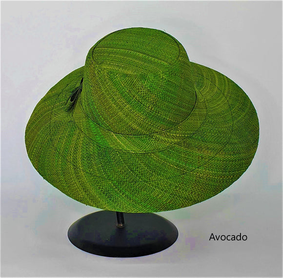 Flat Brim Raffia Sunhat in Avocado Madagascan