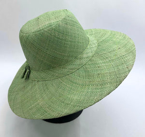 Flat Brim Raffia Sunhat in Pale Green Madagascan