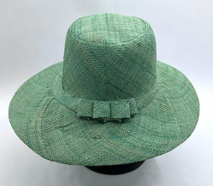 Flat Brim Raffia Sunhat in Light Sea Green Madagascan