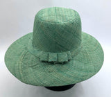 Flat Brim Raffia Sunhat in Light Sea Green Madagascan