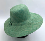 Flat Brim Raffia Sunhat in Light Sea Green Madagascan