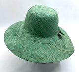 Flat Brim Raffia Sunhat in Light Sea Green Madagascan