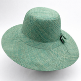Flat Brim Raffia Sunhat in Light Sea Green Madagascan