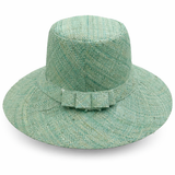 Flat Brim Raffia Sunhat in Light Sea Green Madagascan