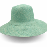 Flat Brim Raffia Sunhat in Light Sea Green Madagascan