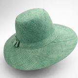 Flat Brim Raffia Sunhat in Light Sea Green Madagascan