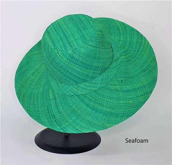 Flat Brim Raffia Sunhat in Seafoam Madagascan