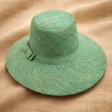 Flat Brim Raffia Sunhat in Seafoam Madagascan