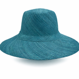 Flat Brim Raffia Sunhat in Peacock Blue Madagascan