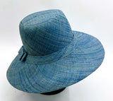 Flat Brim Raffia Sunhat in Denim Blue Madagascan