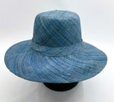 Flat Brim Raffia Sunhat in Denim Blue Madagascan