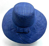 Flat Brim Raffia Sunhat in Sapphire Blue Madagascan