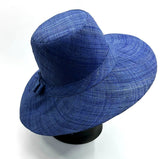 Flat Brim Raffia Sunhat in Sapphire Blue Madagascan