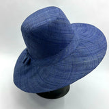 Flat Brim Raffia Sunhat in Sapphire Blue Madagascan