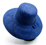 Flat Brim Raffia Sunhat in Sapphire Blue Madagascan