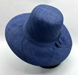 Flat Brim Raffia Sunhat in Sapphire Blue Madagascan