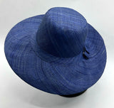 Flat Brim Raffia Sunhat in Sapphire Blue Madagascan