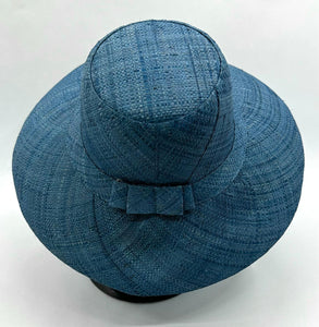 Flat Brim Raffia Sunhat in French Blue Madagascan