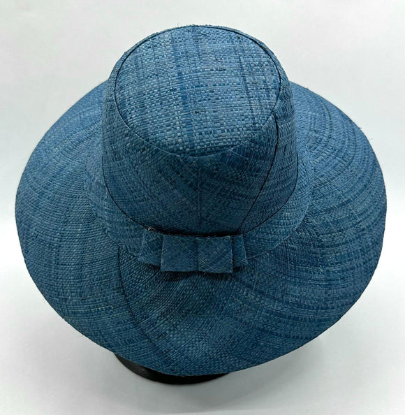 Flat Brim Raffia Sunhat in French Blue Madagascan