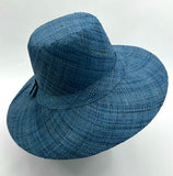 Flat Brim Raffia Sunhat in French Blue Madagascan